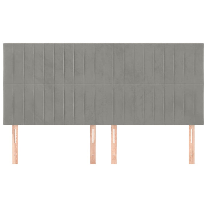 sengegavl lysegrå 200x5x118/128 cm fløjl