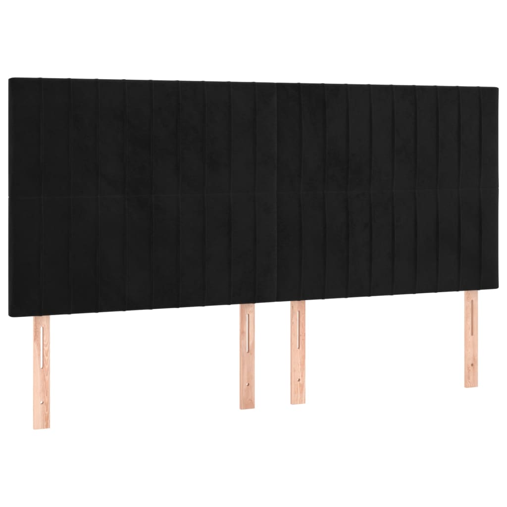 sengegavl sort 200x5x118/128 cm fløjl