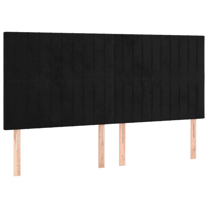 sengegavl sort 200x5x118/128 cm fløjl