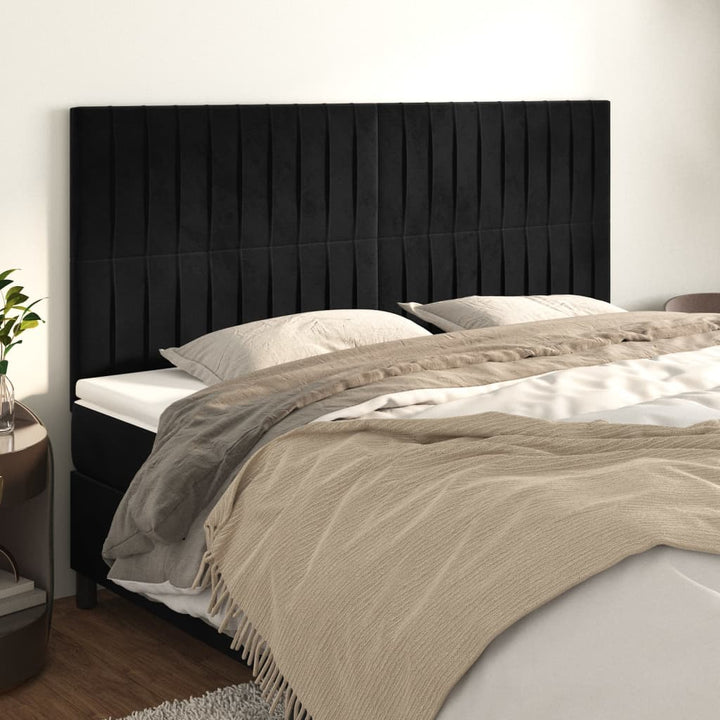sengegavl sort 200x5x118/128 cm fløjl