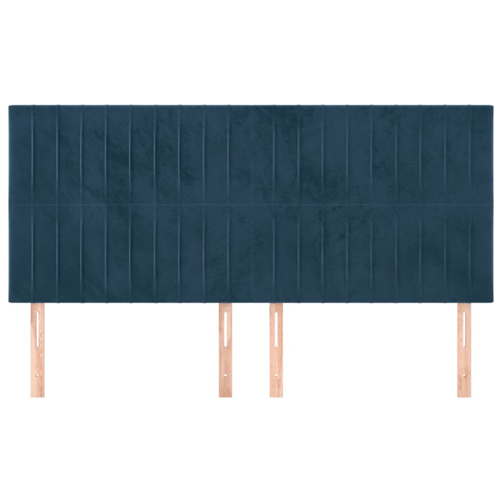 sengegavl mørkeblå 200x5x118/128 cm fløjl