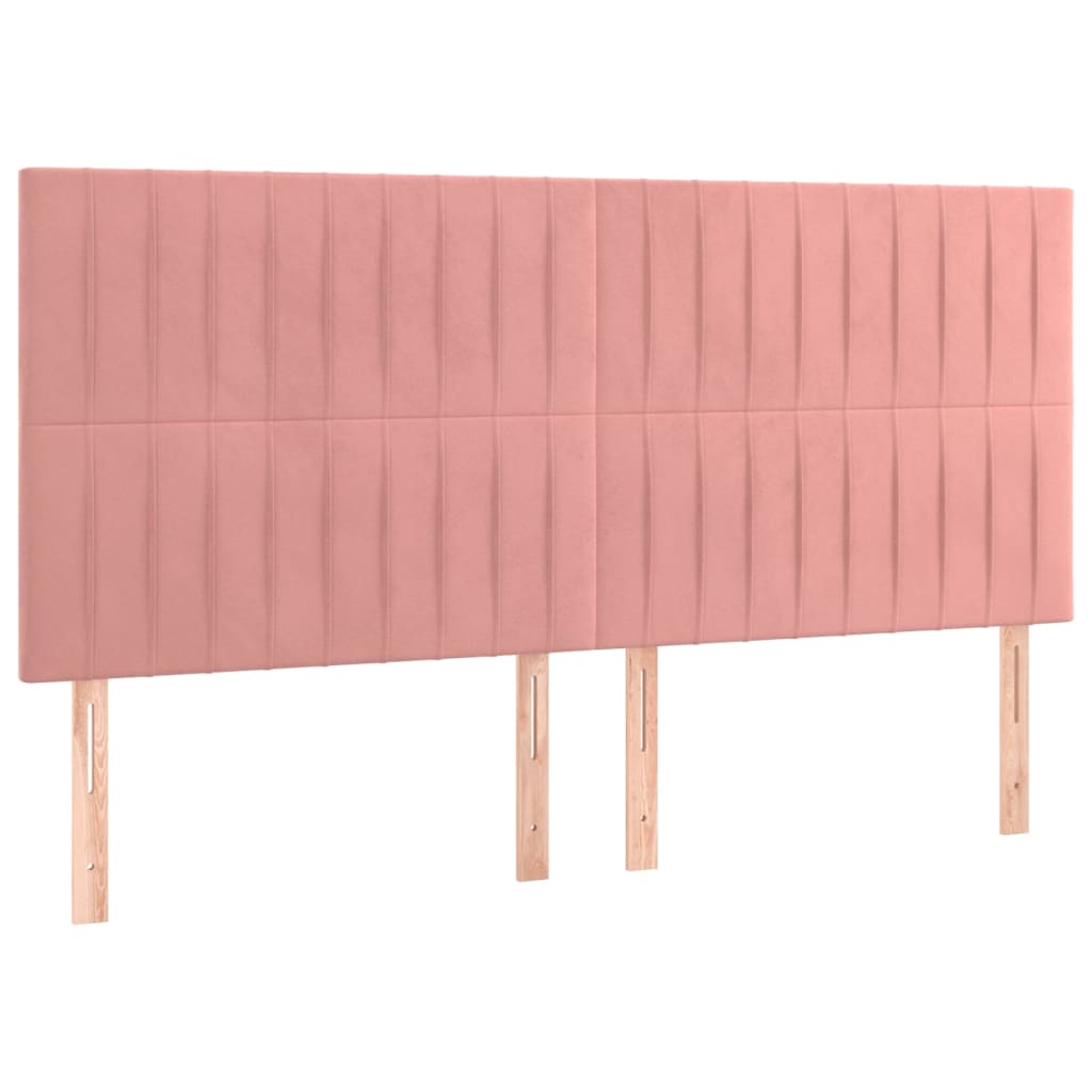 sengegavl lyserød 200x5x118/128 cm fløjl