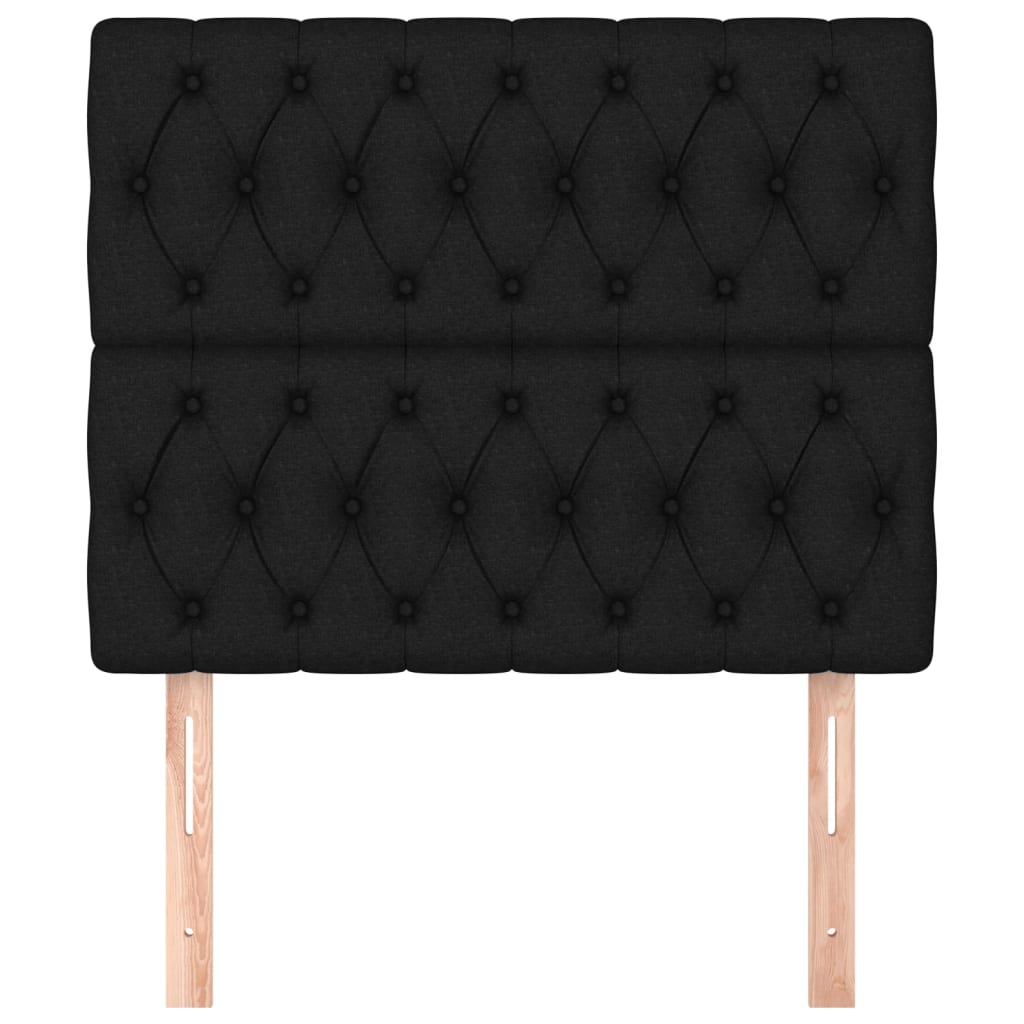 sengegavl sort 100x7x118/128 cm stof