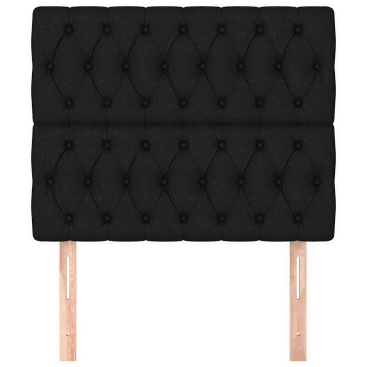 sengegavl sort 100x7x118/128 cm stof