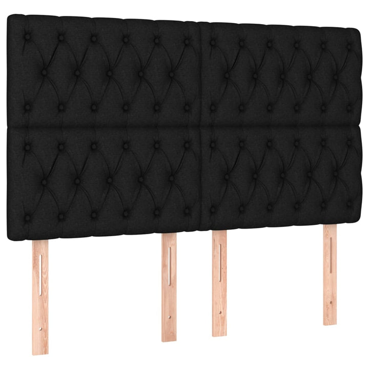 sengegavl sort 144x7x118/128 cm stof
