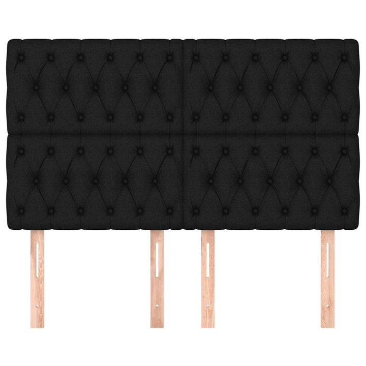 sengegavl sort 144x7x118/128 cm stof