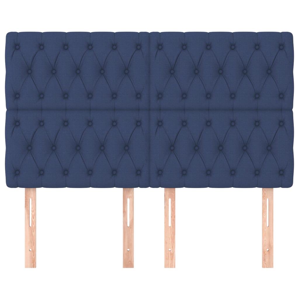 sengegavl blå 144x7x118/128 cm stof