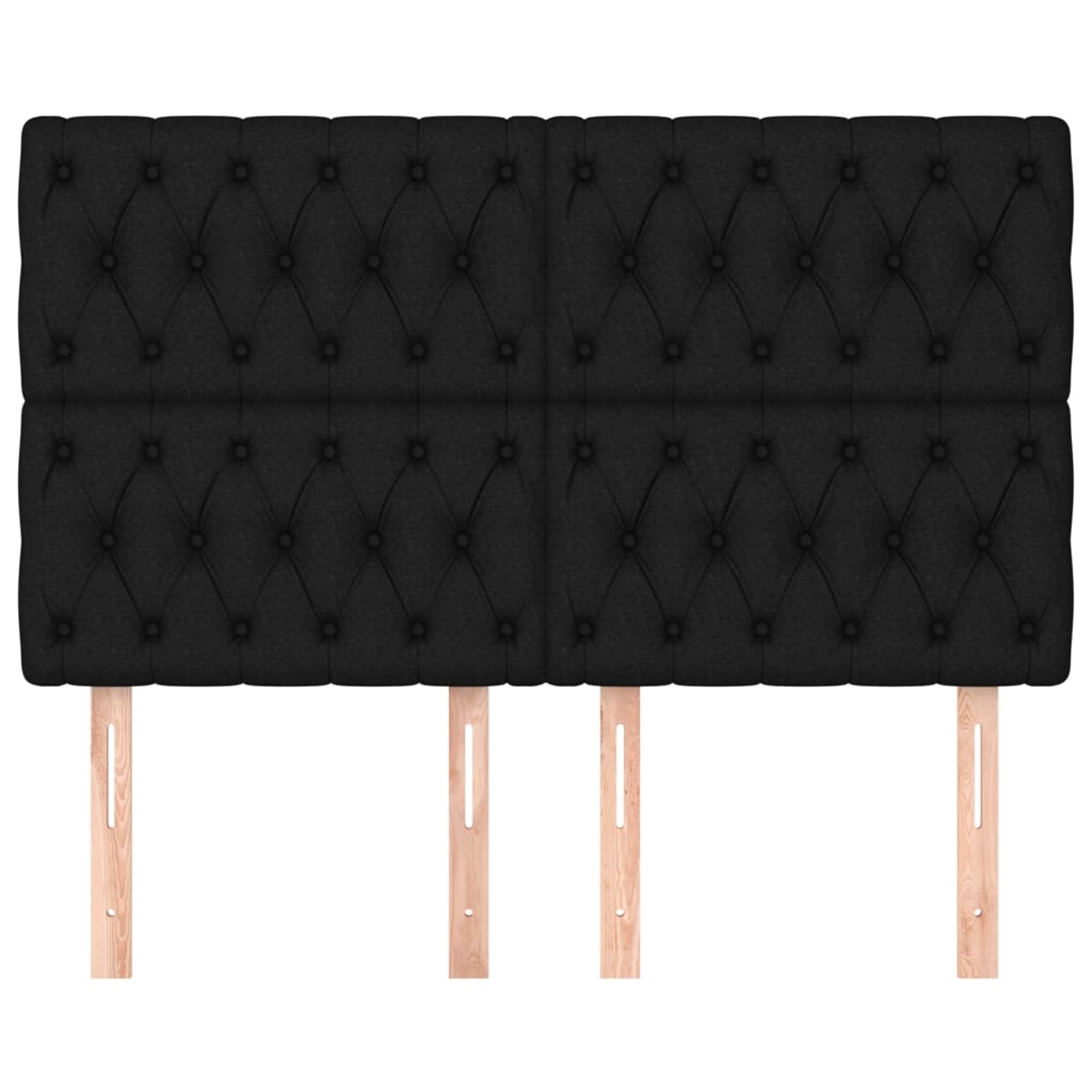 sengegavl sort 160x7x118/128 cm stof