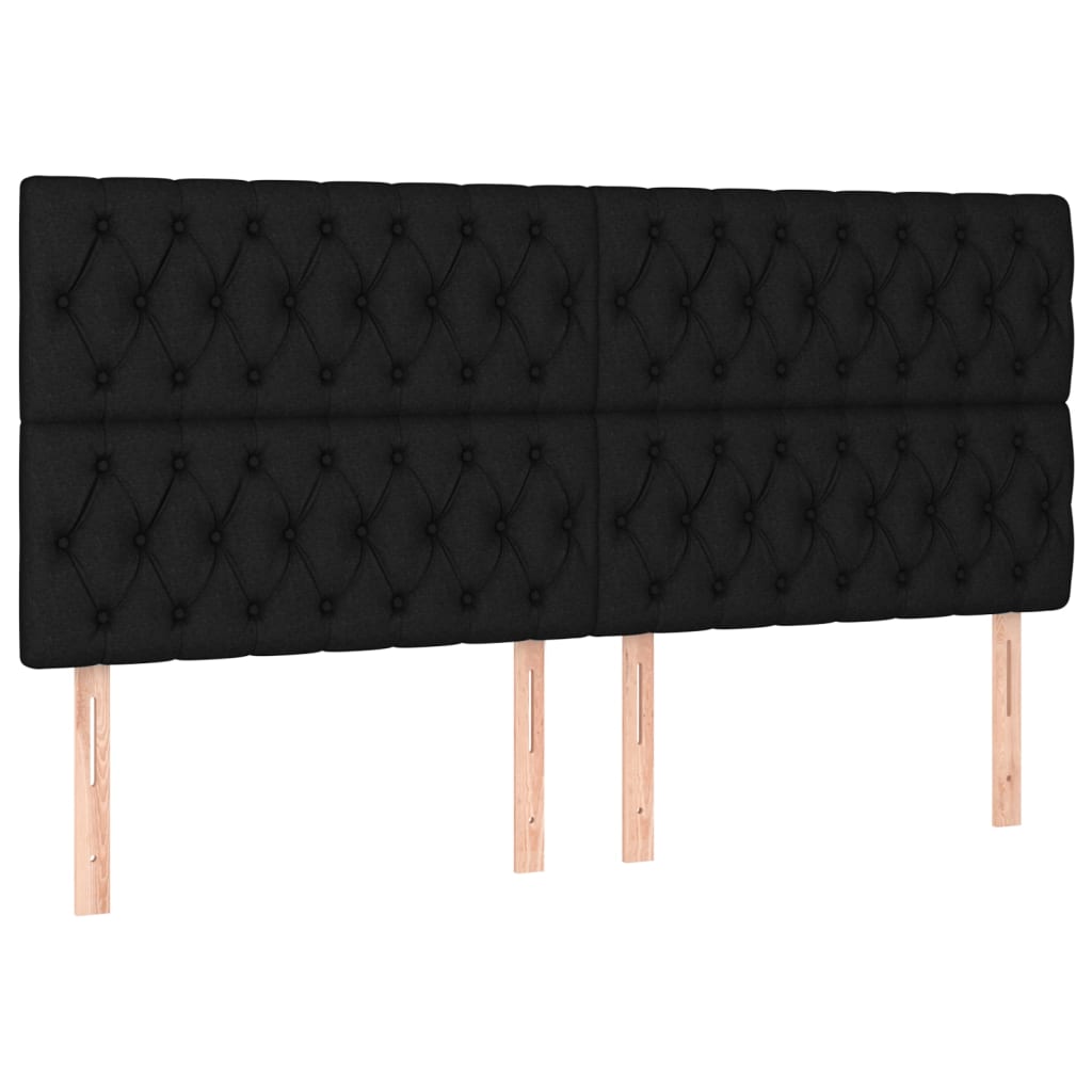 sengegavl sort 180x7x118/128 cm stof
