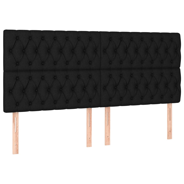 sengegavl sort 180x7x118/128 cm stof