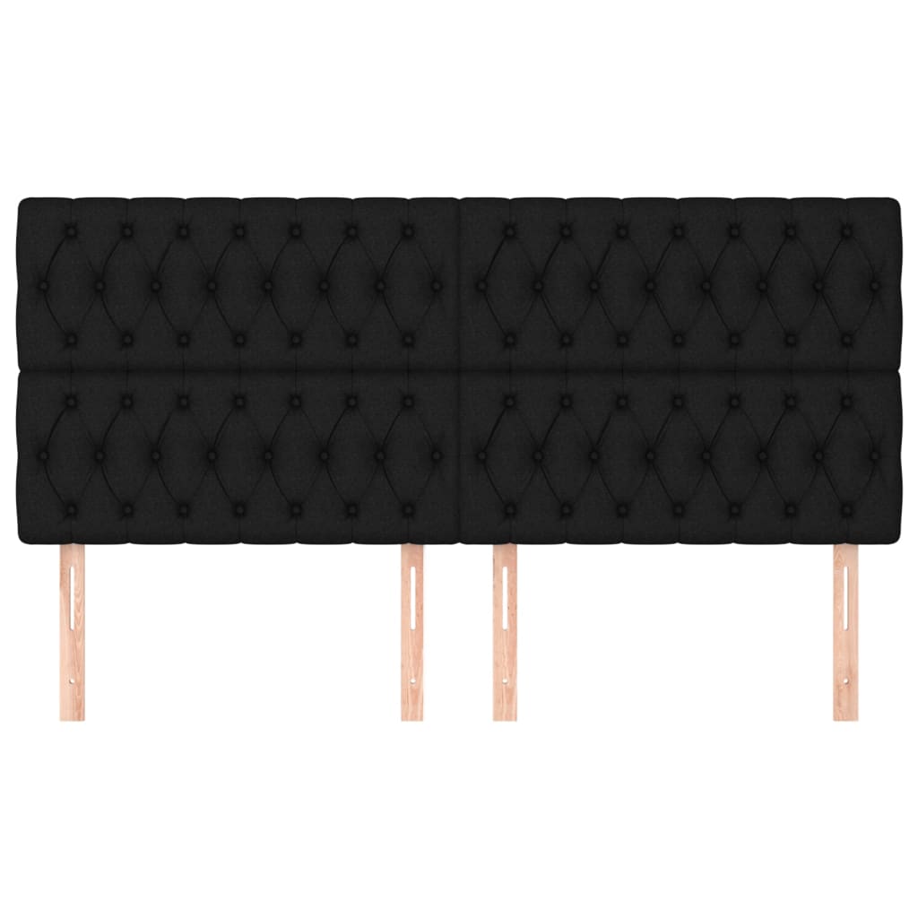 sengegavl sort 180x7x118/128 cm stof