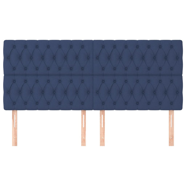 sengegavl blå 200x7x118/128 cm stof