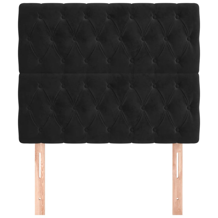 sengegavl sort 90x7x118/128 cm fløjl