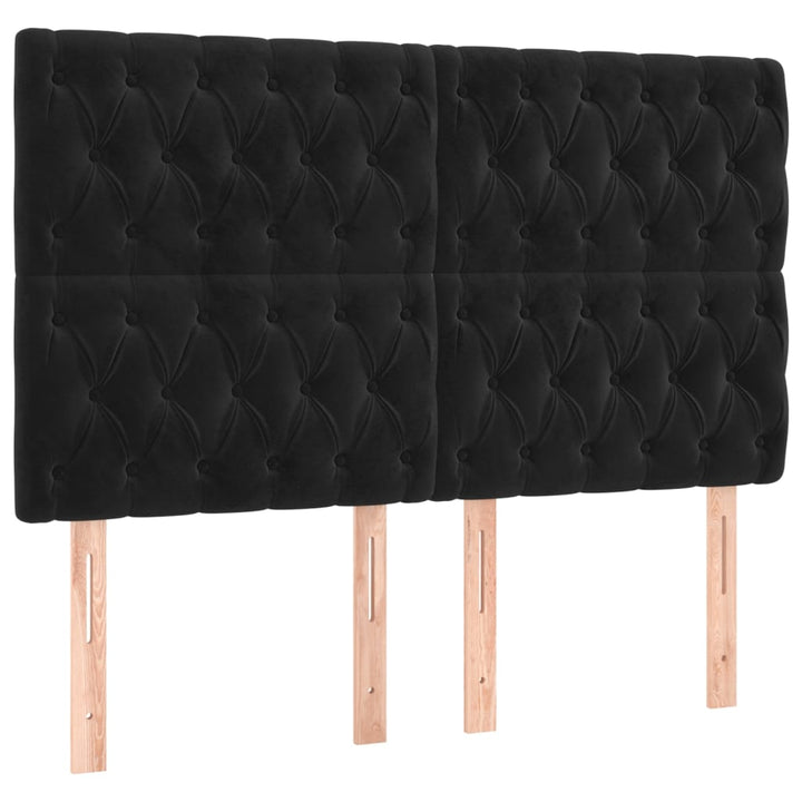 sengegavl sort 144x7x118/128 cm fløjl