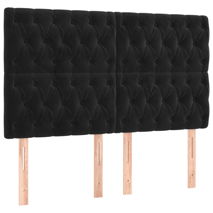 sengegavl sort 160x7x118/128 cm fløjl
