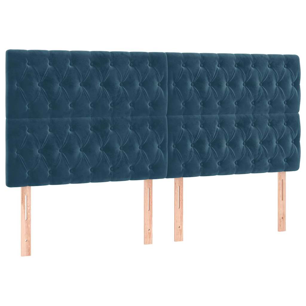 sengegavl mørkeblå 180x7x118/128 cm fløjl