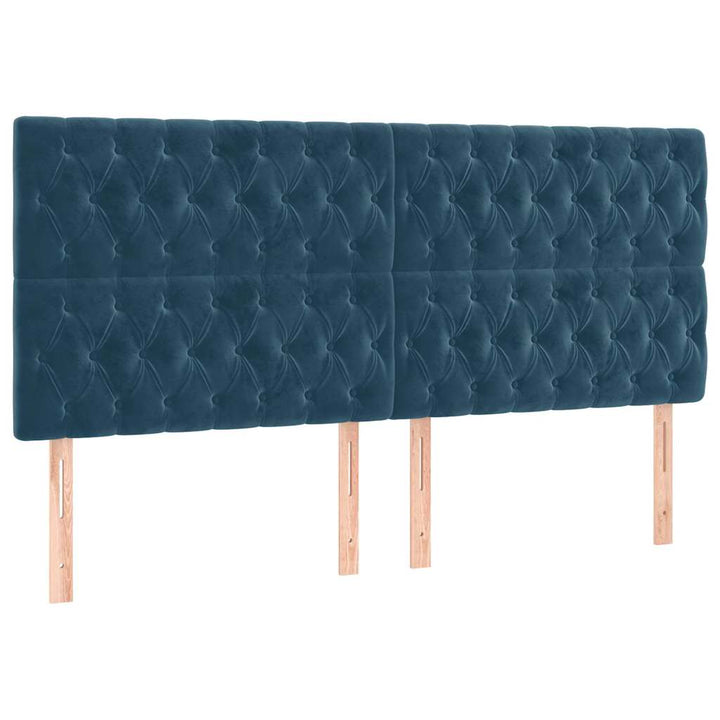 sengegavl mørkeblå 180x7x118/128 cm fløjl
