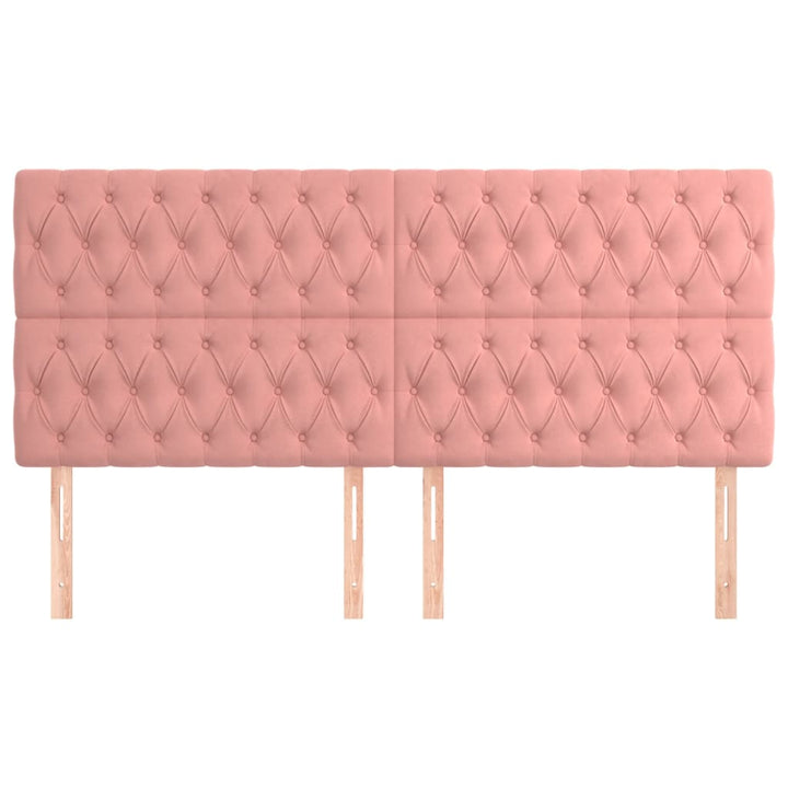 sengegavl lyserød 180x7x118/128 cm fløjl