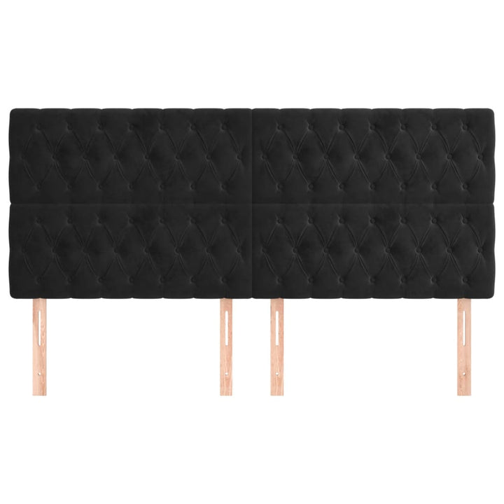sengegavl sort 200x7x118/128 cm fløjl