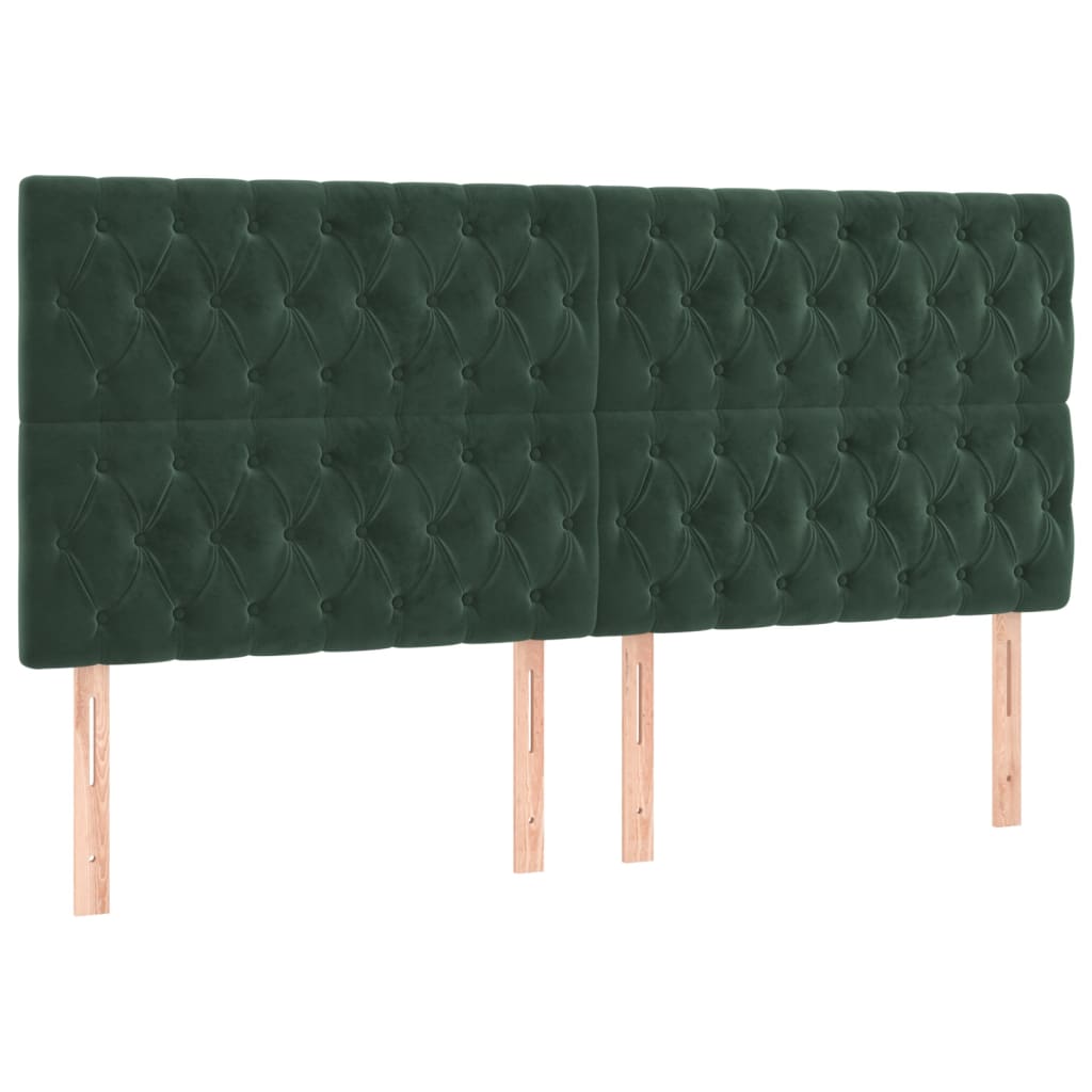sengegavl mørkegrøn 200x7x118/128 cm fløjl