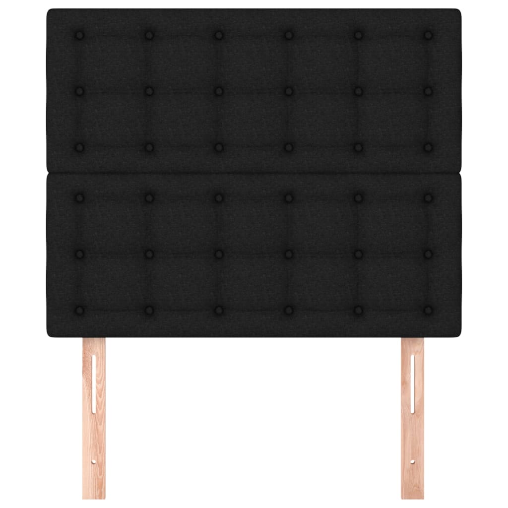 sengegavl sort 80x5x118/128 cm stof