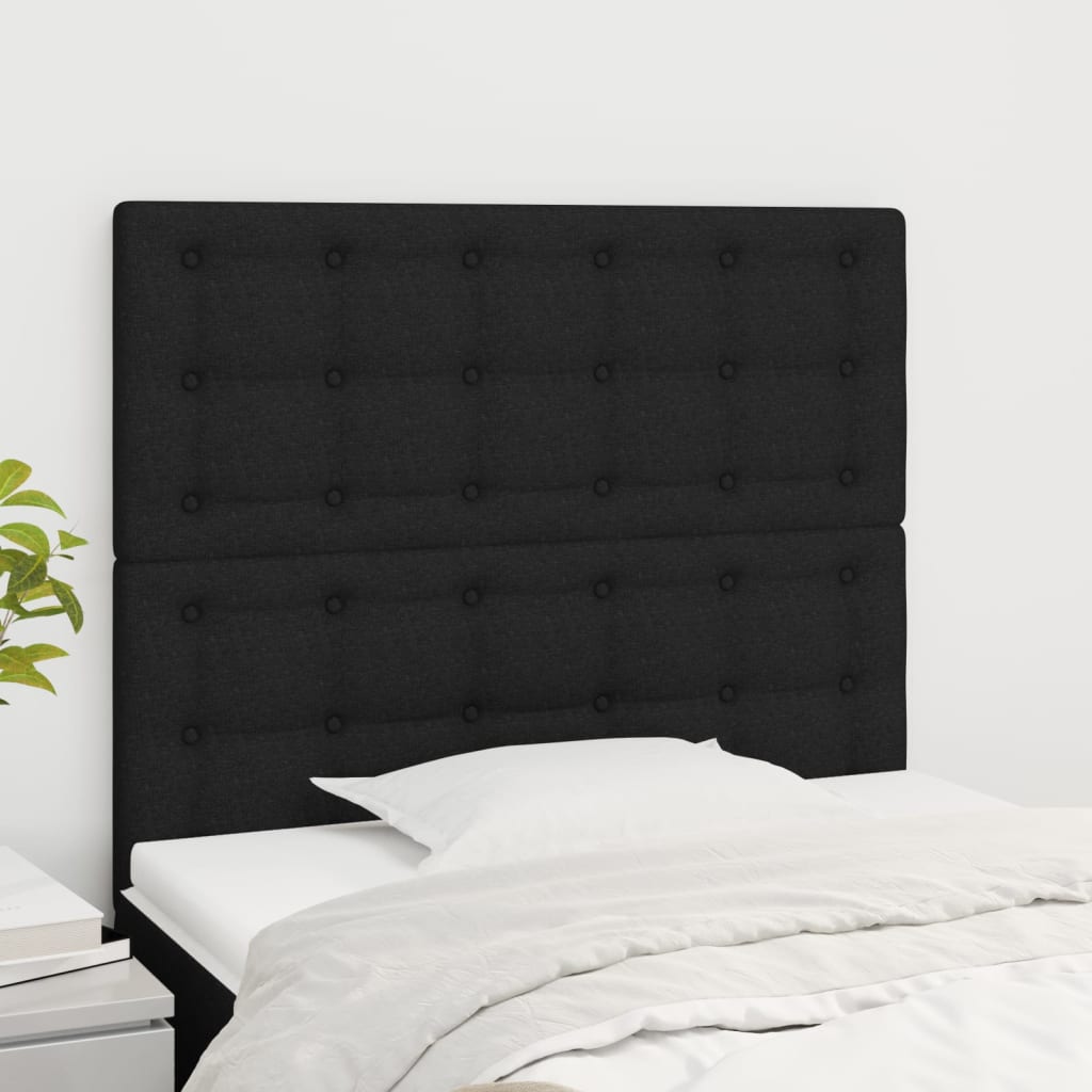 sengegavl sort 100x5x118/128 cm stof