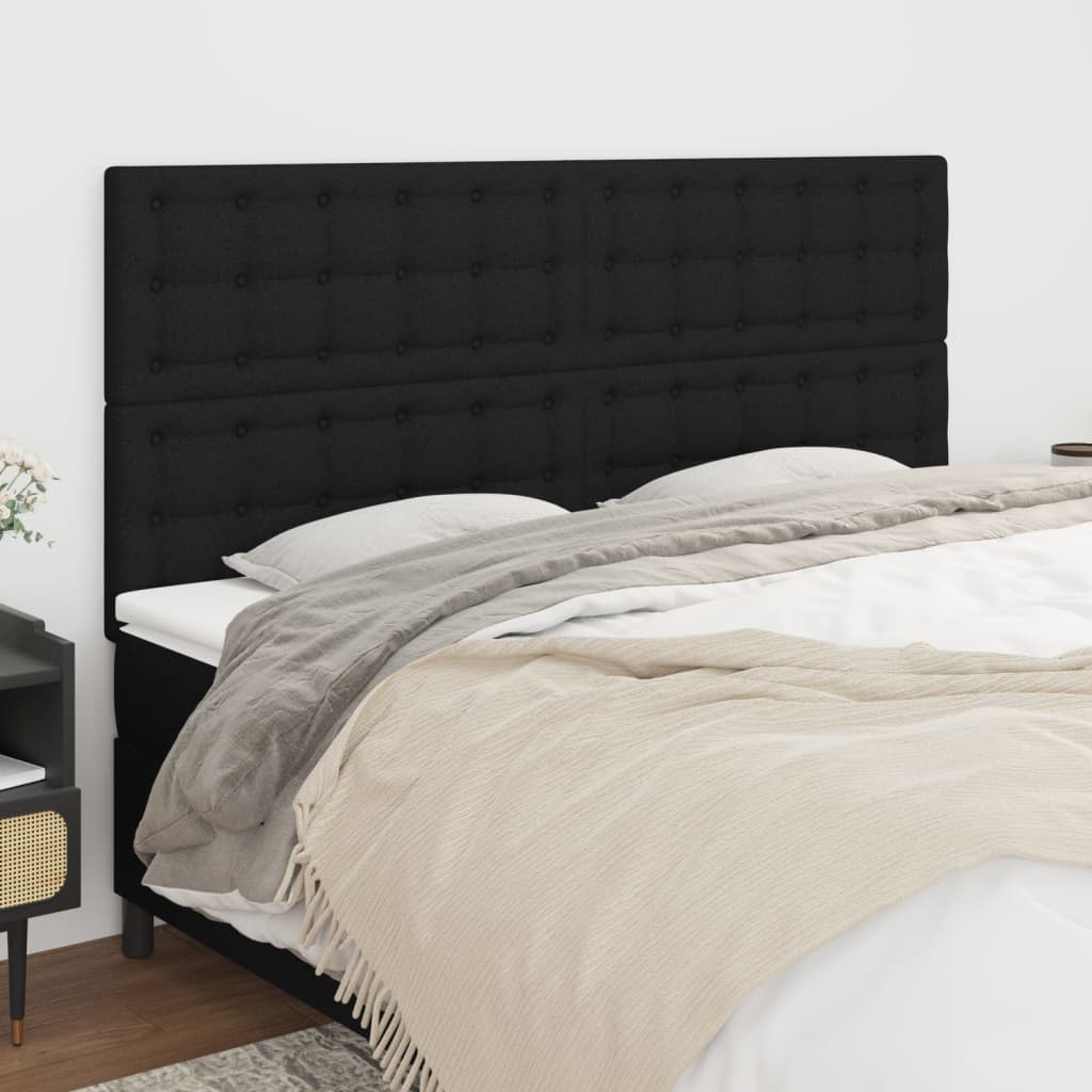 sengegavl sort 180x5x118/128 cm stof