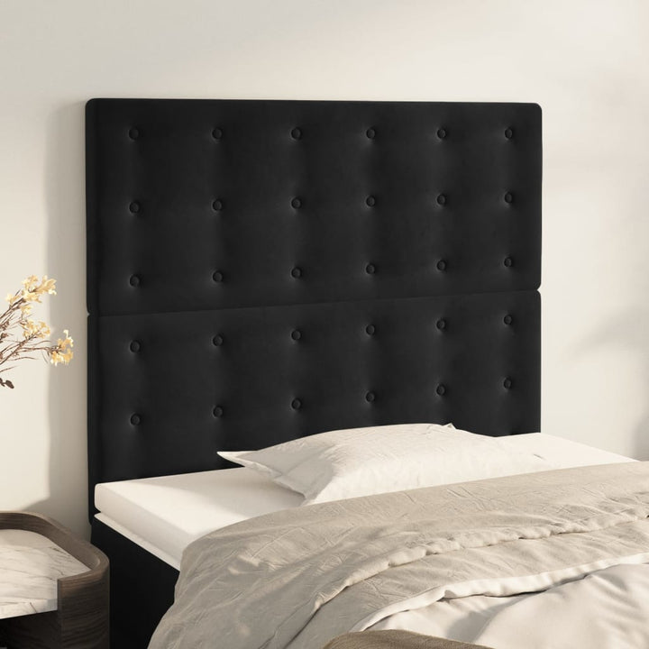 sengegavl sort 90x5x118/128 cm fløjl