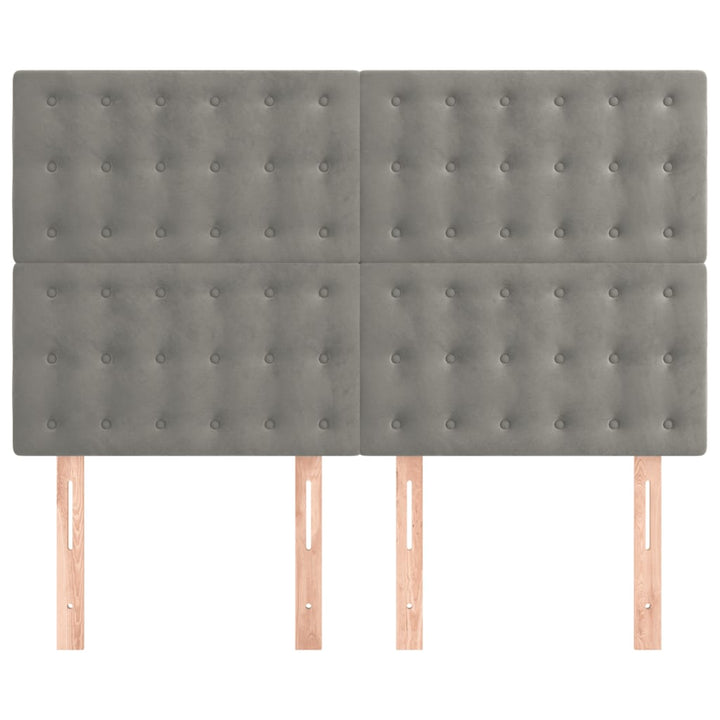 sengegavl lysegrå 144x5x118/128 cm fløjl