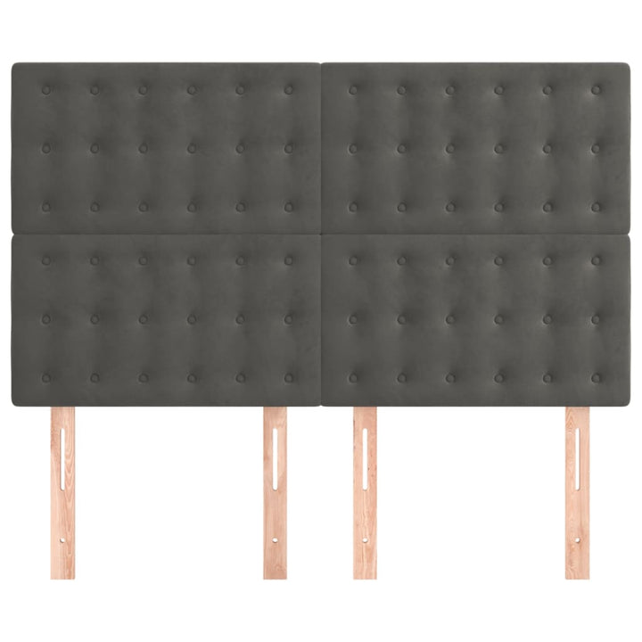 sengegavl mørkegrå 144x5x118/128 cm fløjl