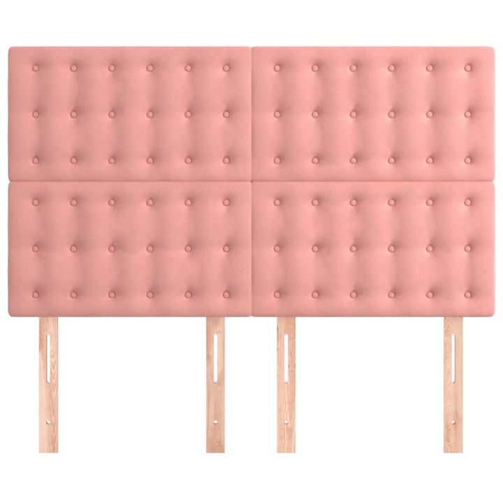 sengegavl lyserød 144x5x118/128 cm fløjl