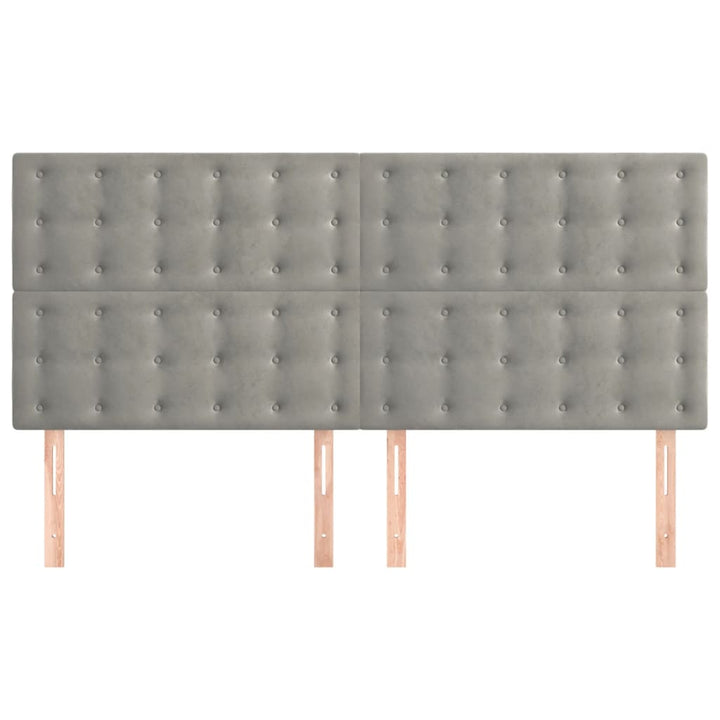 sengegavl lysegrå 160x5x118/128 cm fløjl