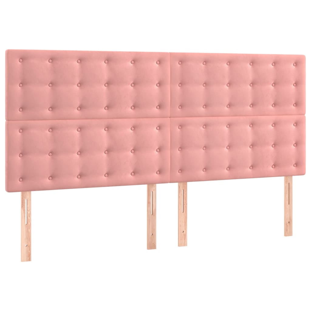 sengegavl lyserød 160x5x118/128 cm fløjl