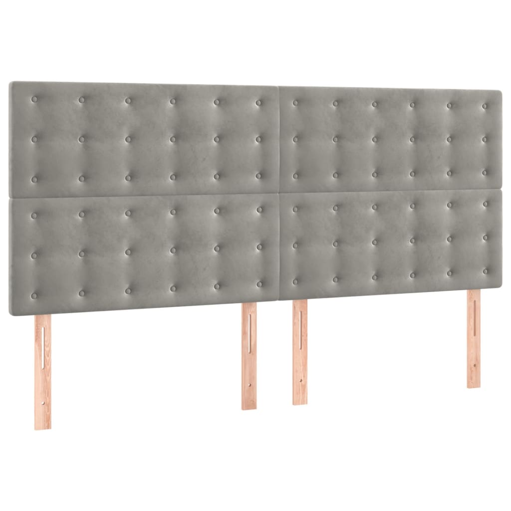 sengegavl lysegrå 180x5x118/128 cm fløjl