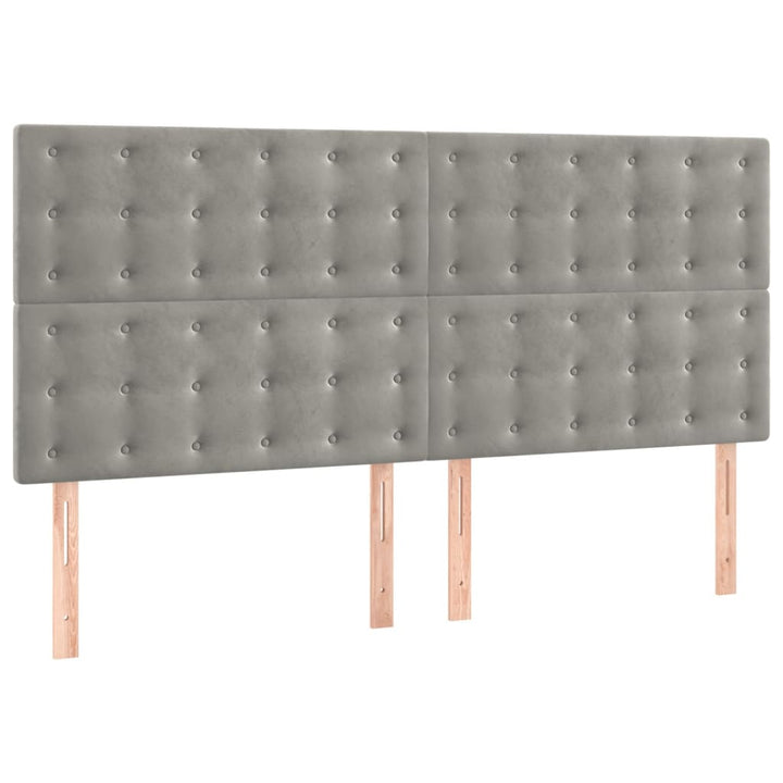 sengegavl lysegrå 180x5x118/128 cm fløjl
