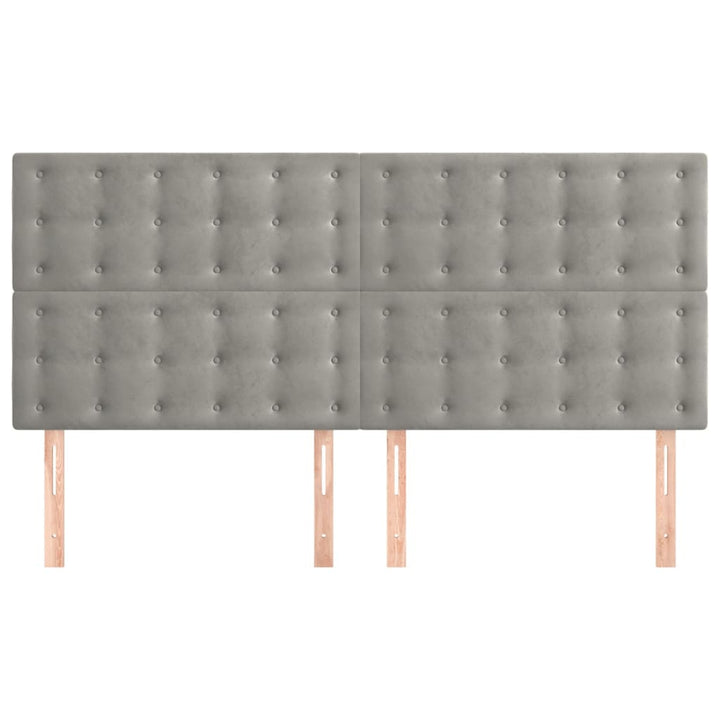 sengegavl lysegrå 180x5x118/128 cm fløjl