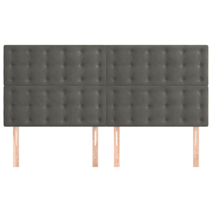 sengegavl mørkegrå 180x5x118/128 cm fløjl