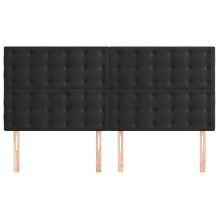 sengegavl sort 180x5x118/128 cm fløjl