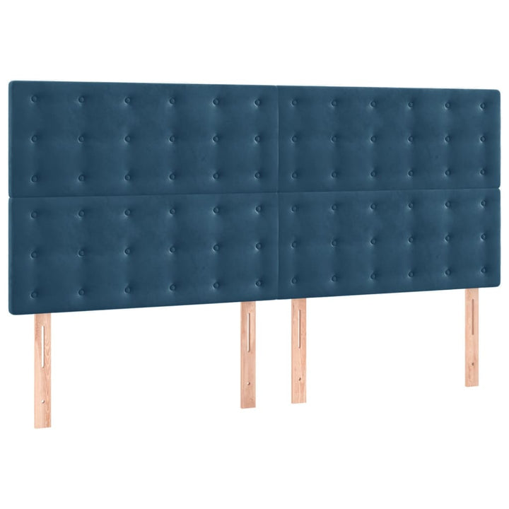 sengegavl mørkeblå 180x5x118/128 cm fløjl