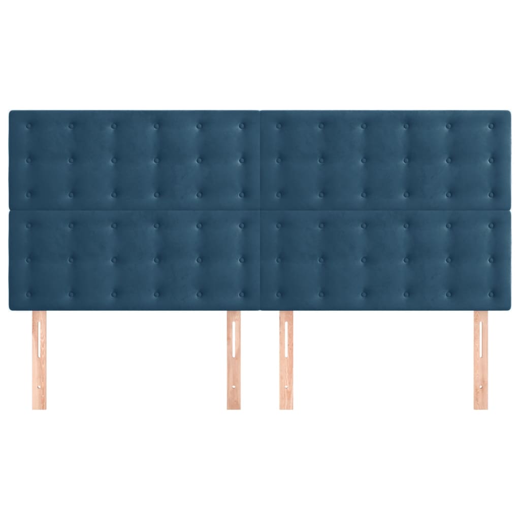 sengegavl mørkeblå 180x5x118/128 cm fløjl