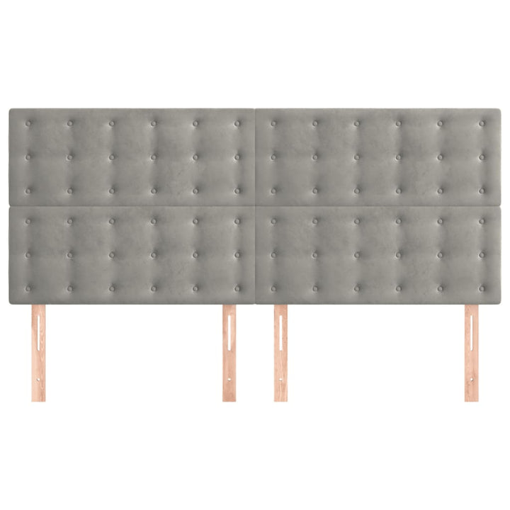 sengegavl lysegrå 200x5x118/128 cm fløjl