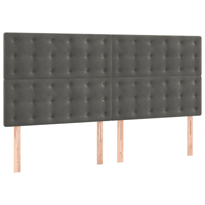sengegavl mørkegrå 200x5x118/128 cm fløjl