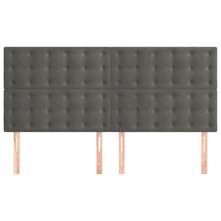 sengegavl mørkegrå 200x5x118/128 cm fløjl