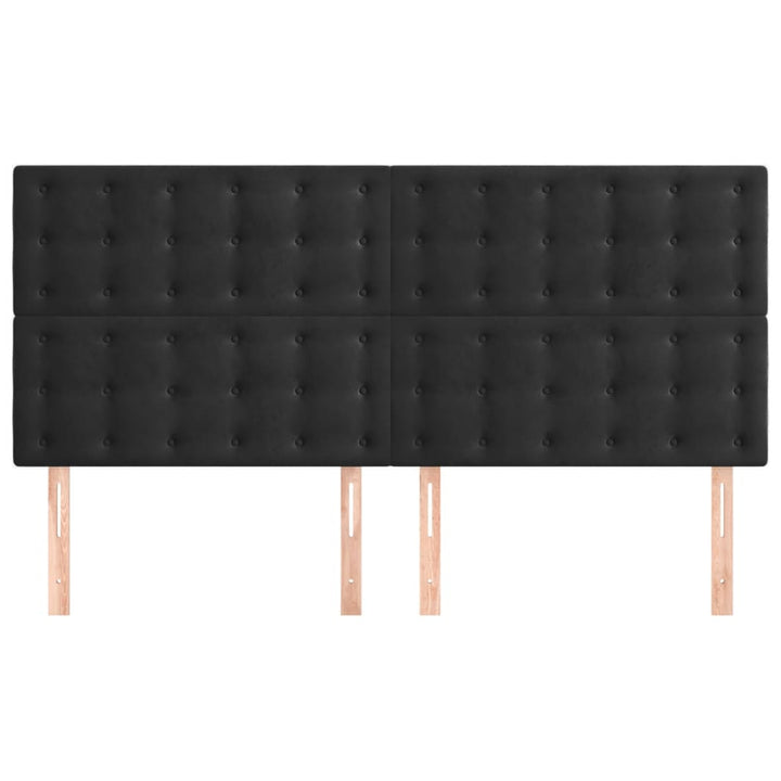 sengegavl sort 200x5x118/128 cm fløjl