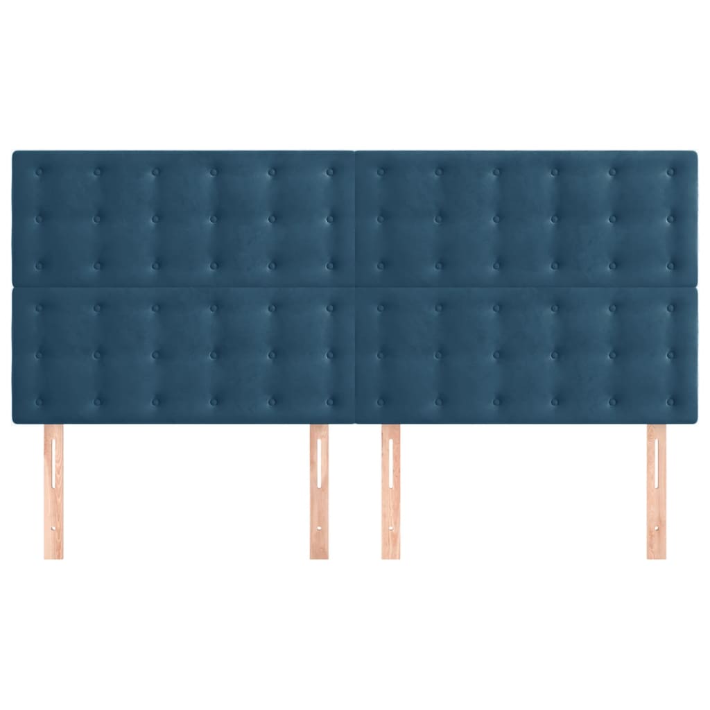 sengegavl mørkeblå 200x5x118/128 cm fløjl