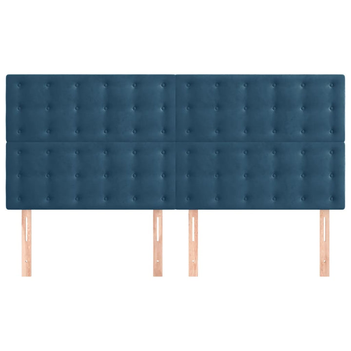 sengegavl mørkeblå 200x5x118/128 cm fløjl