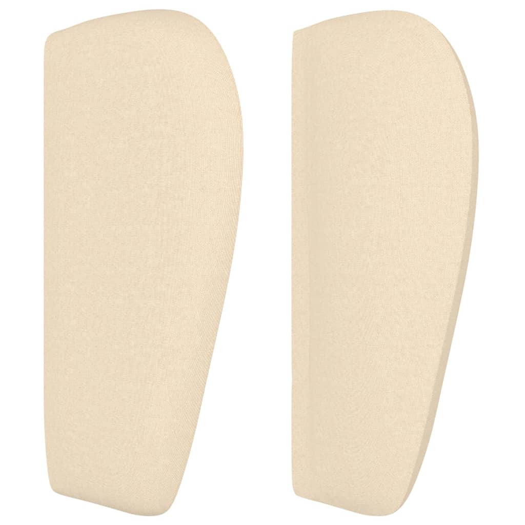 sengegavl med kanter 147x23x78/88 cm stof cremefarvet