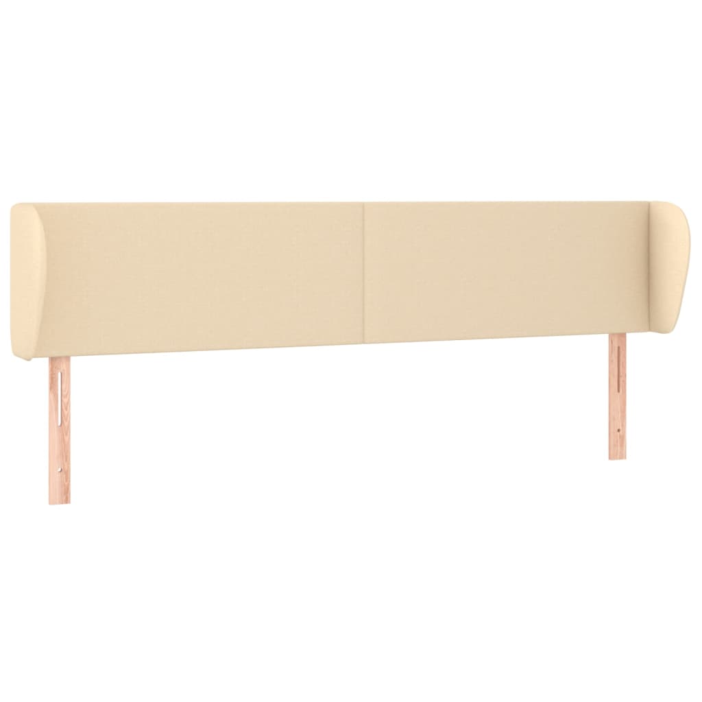 sengegavl med kanter 163x23x78/88 cm stof cremefarvet