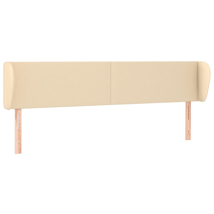 sengegavl med kanter 163x23x78/88 cm stof cremefarvet