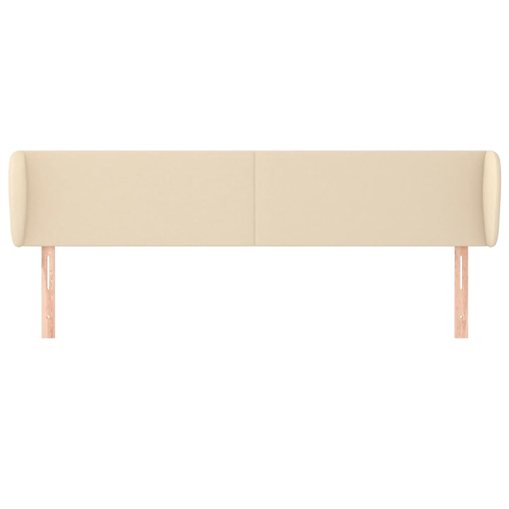 sengegavl med kanter 163x23x78/88 cm stof cremefarvet